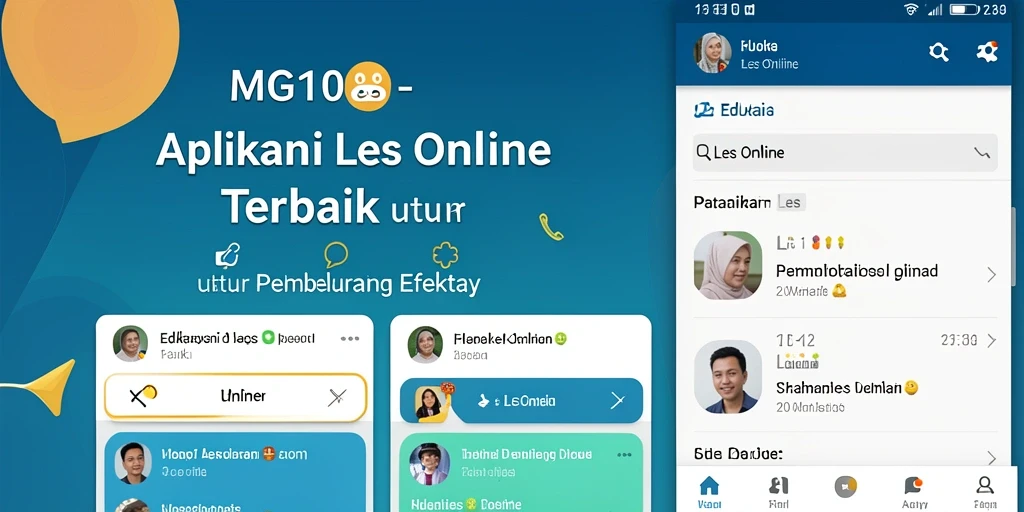 Tampilan antarmuka aplikasi Les Online yang interaktif dan menarik.