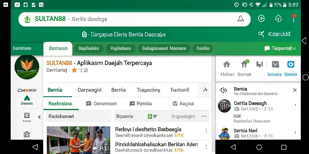 Tampilan antarmuka aplikasi berita daerah SULTAN88