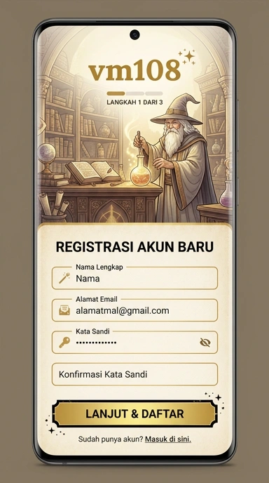 Tampilan halaman daftar vm108
