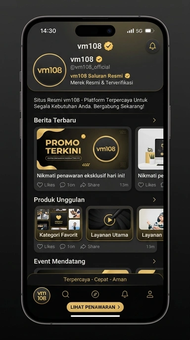 Tampilan kanal resmi vm108